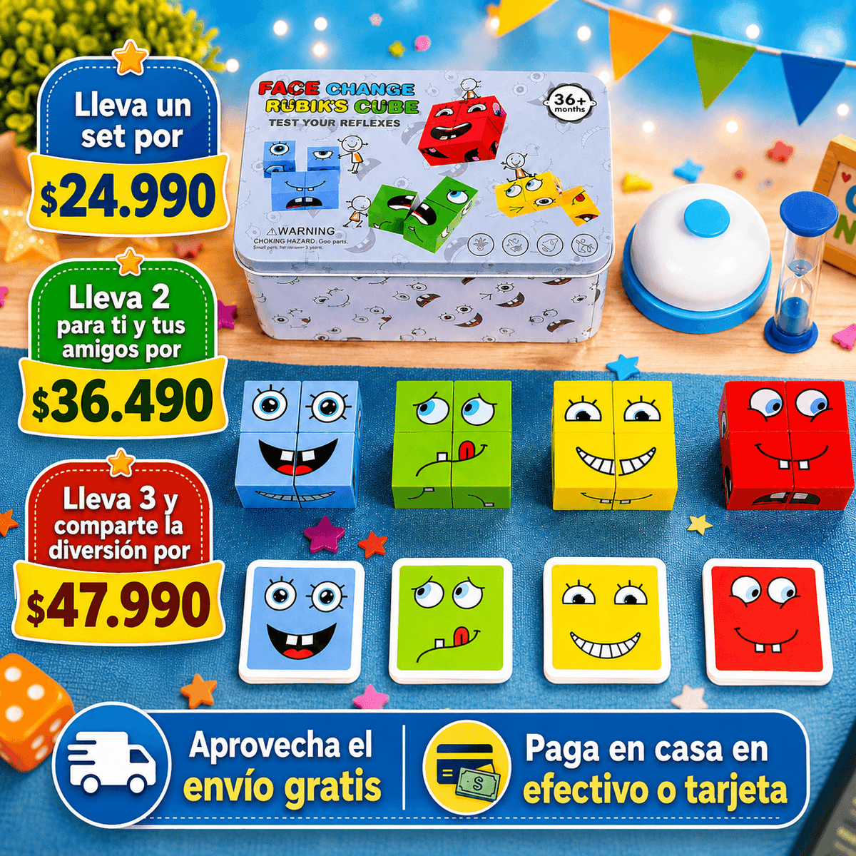 Juego Cambia Caras con Timbre y Reloj de arena