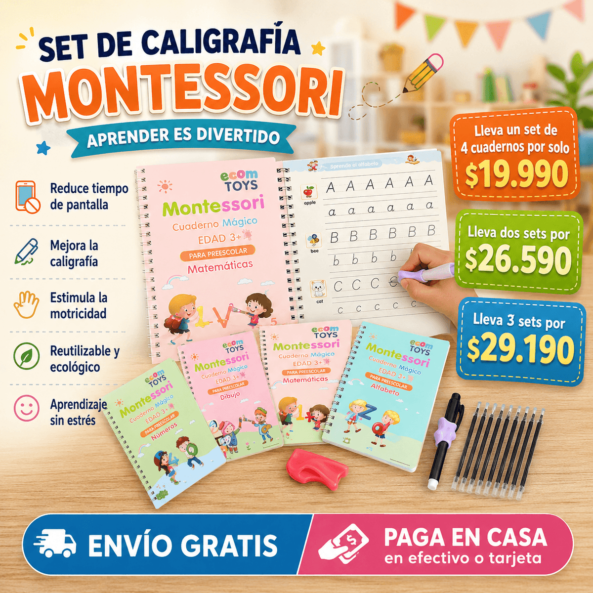Set Cuaderno Mágico Caligrafía Montessori