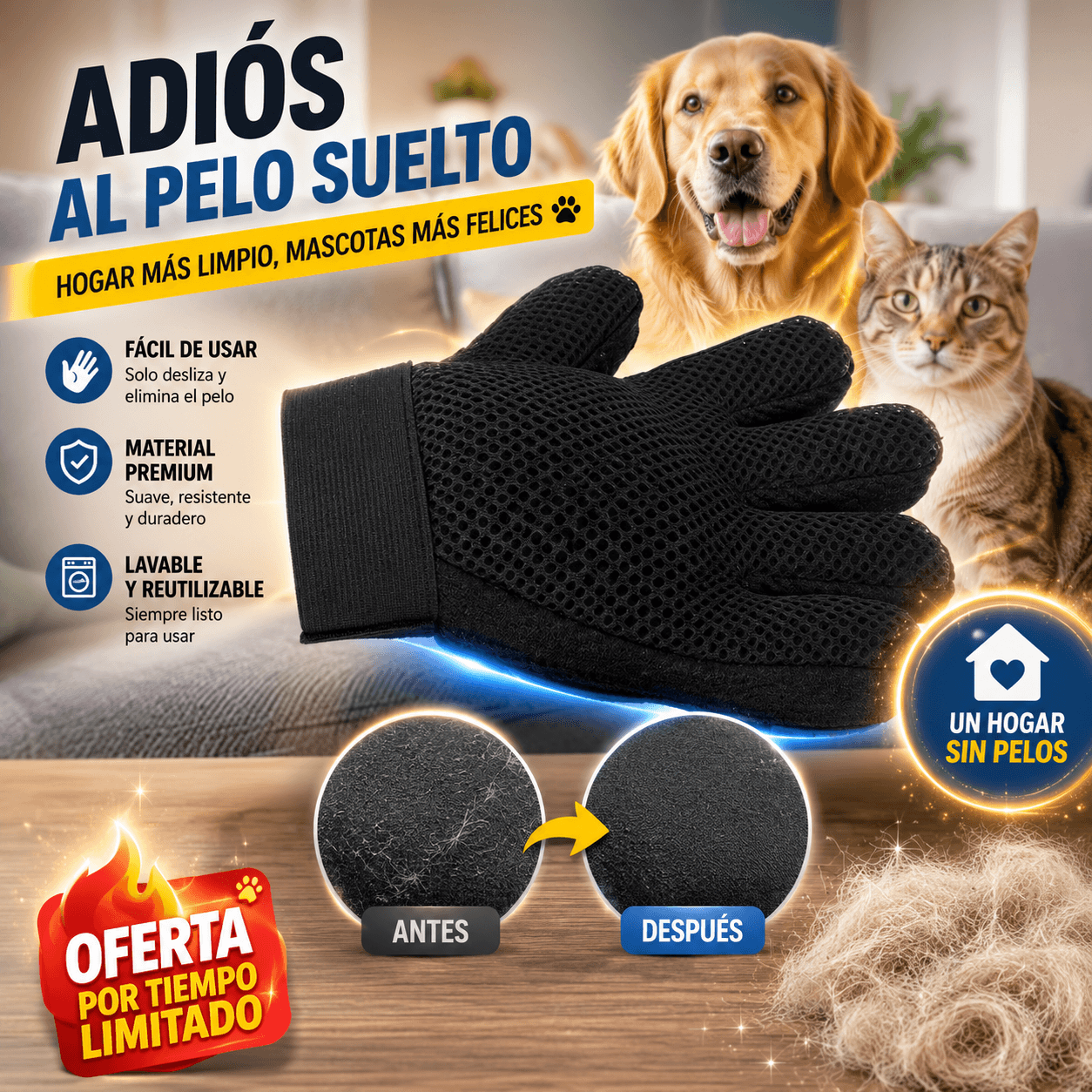 GUANTE QUITA PELOS DE MASCOTAS