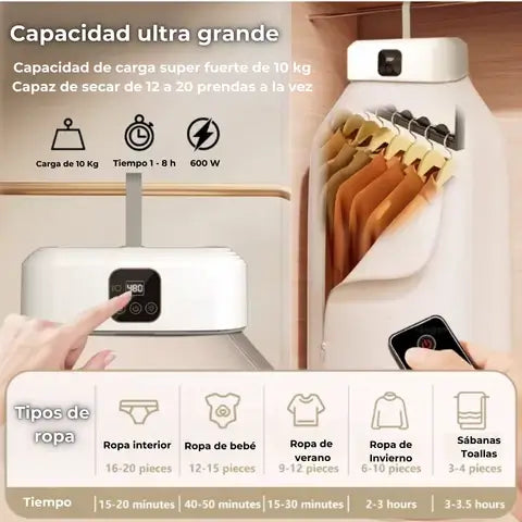 Secador de Ropa Portátil 10kg Multi Uso